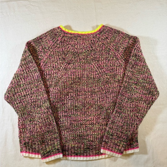 John + Jenn Pink and Green Neon Chunky Knit Cropped Sweater - Picture 8 of 8